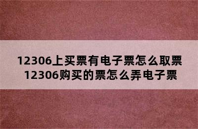 12306上买票有电子票怎么取票 12306购买的票怎么弄电子票